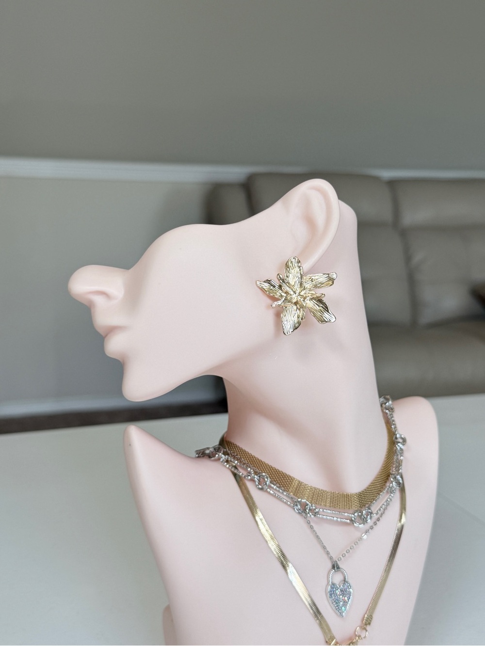 Gold Floral Petal Earrings